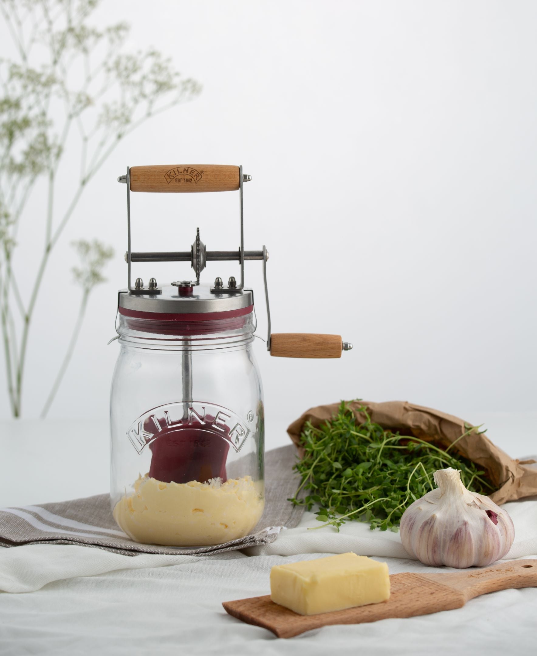 kilner-butter-churner-34oz-manual-butter-maker-with-glass-jar image 2