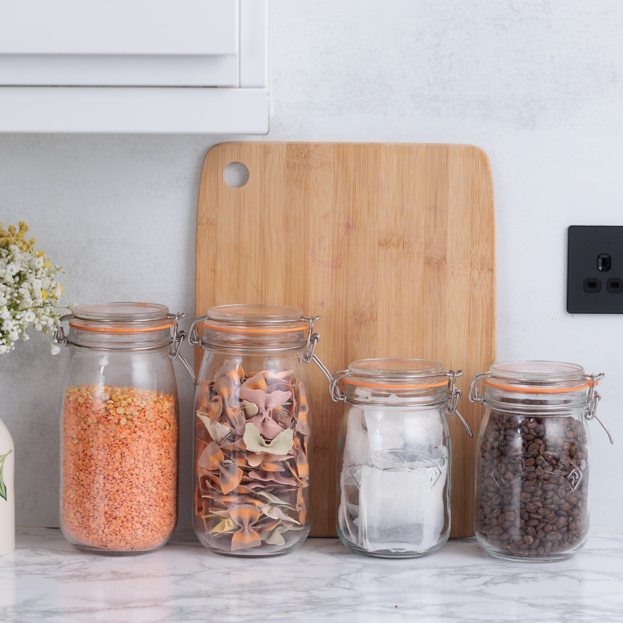 kilner-round-clip-top-jars-set-of-4-2x34oz-2x51oz-for-canning-food-storage image 1
