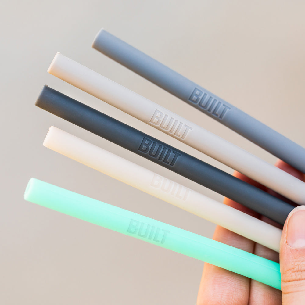 built-silicone-straw-set-with-cleaner-5-reusable-bpa-free-silicone-straws-cleani image 4