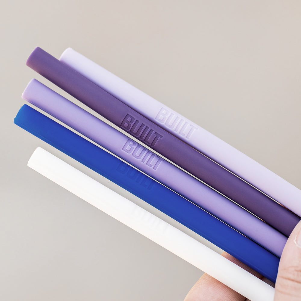 built-silicone-straw-set-with-cleaner-5-reusable-bpa-free-silicone-straws-cleani image 2