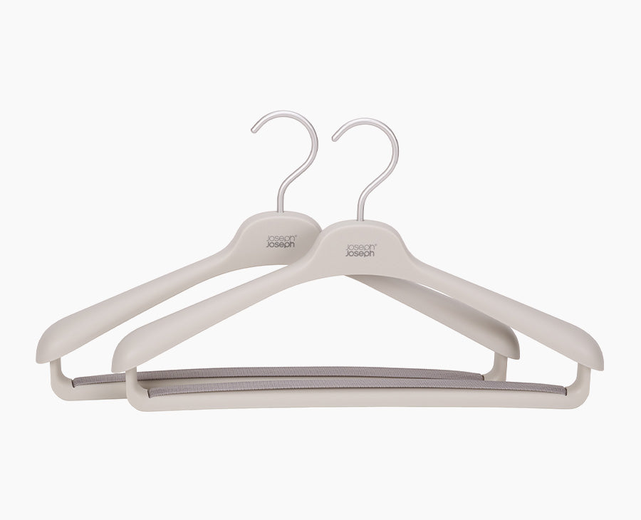 joseph-joseph-orderly-set-of-2-ecru-suit-coat-hangers-recycled-plastic-non-slip- image 1