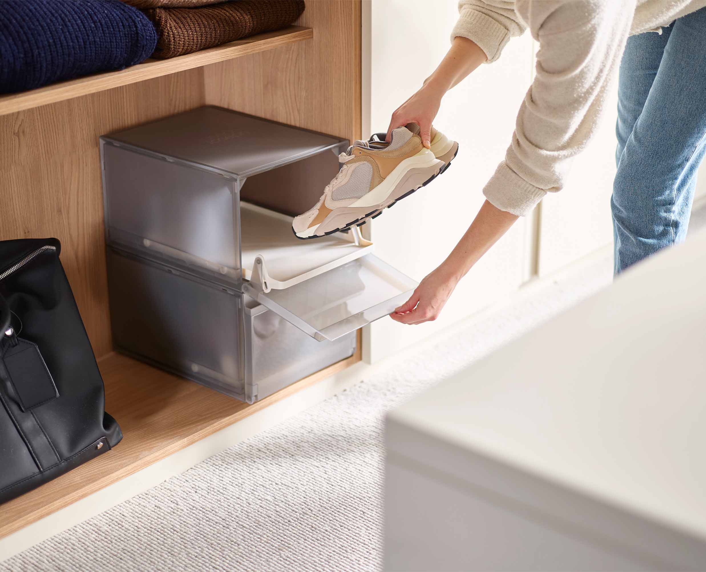 joseph-joseph-shoecase-2-piece-grey-shoe-storage-box-with-slide-out-tray image 3