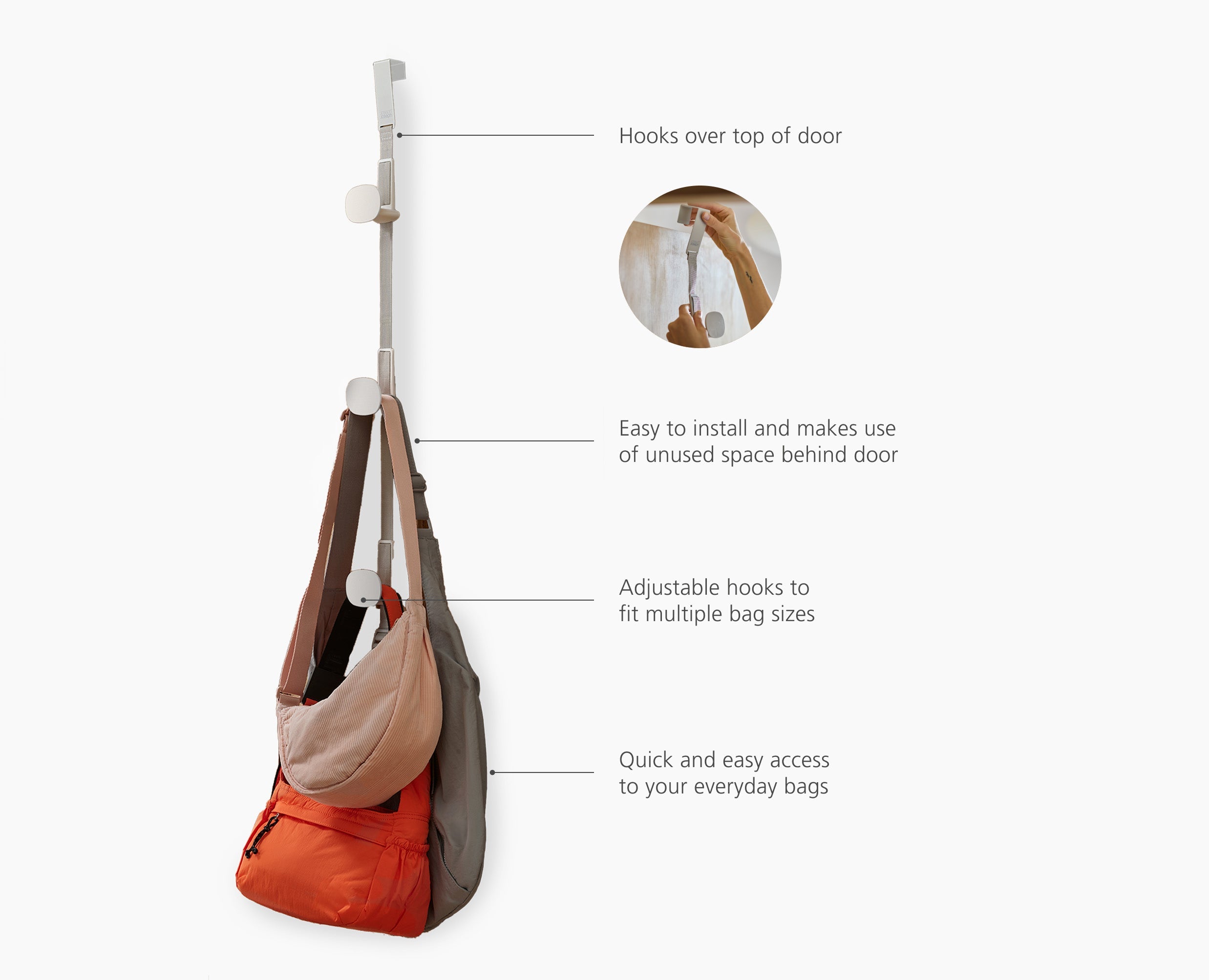 joseph-joseph-orderly-ecru-over-door-handbag-storage-holder image 6