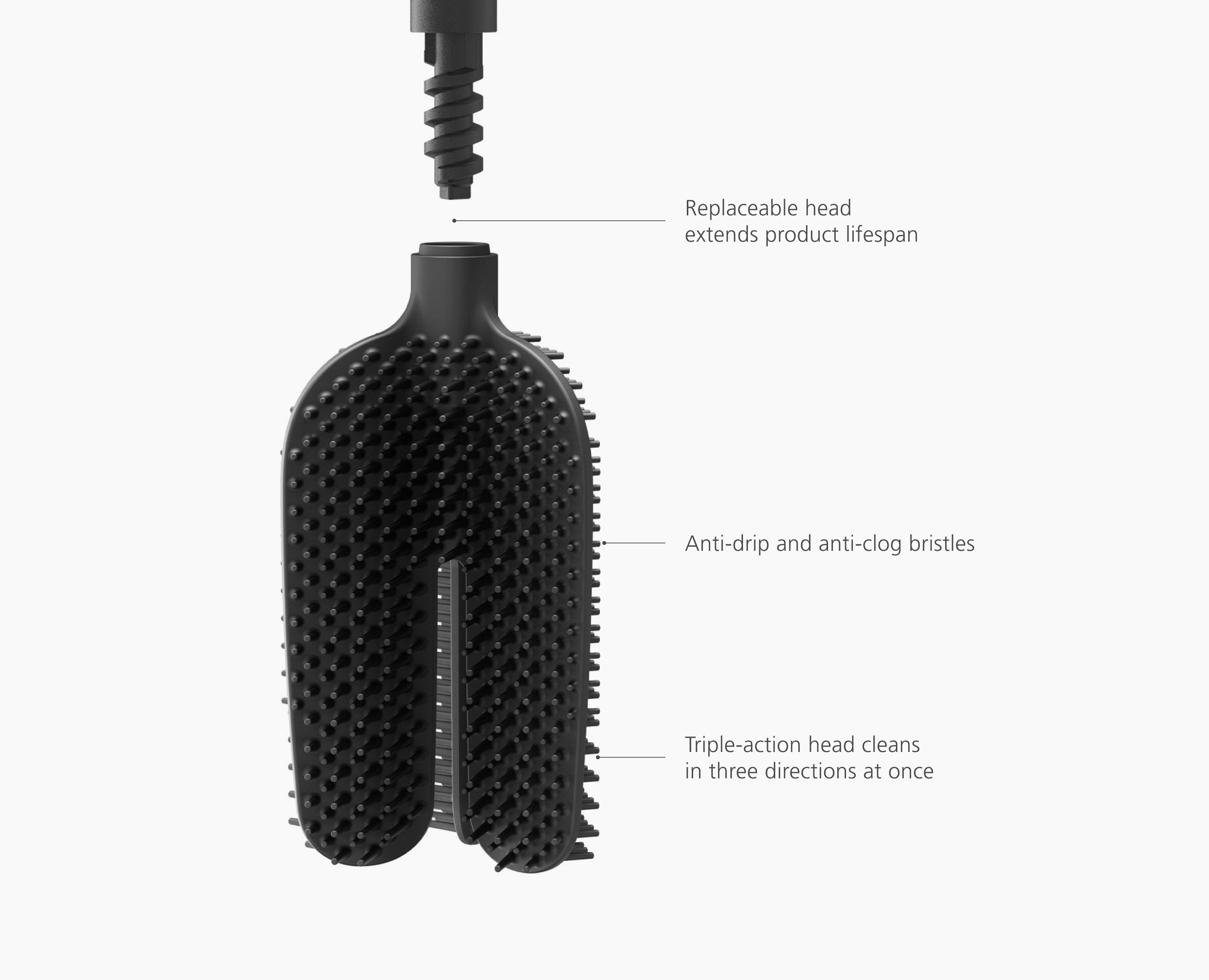 joseph-joseph-flex-360-matt-black-toilet-brush-pack-of-2-with-triple-action-head image 8