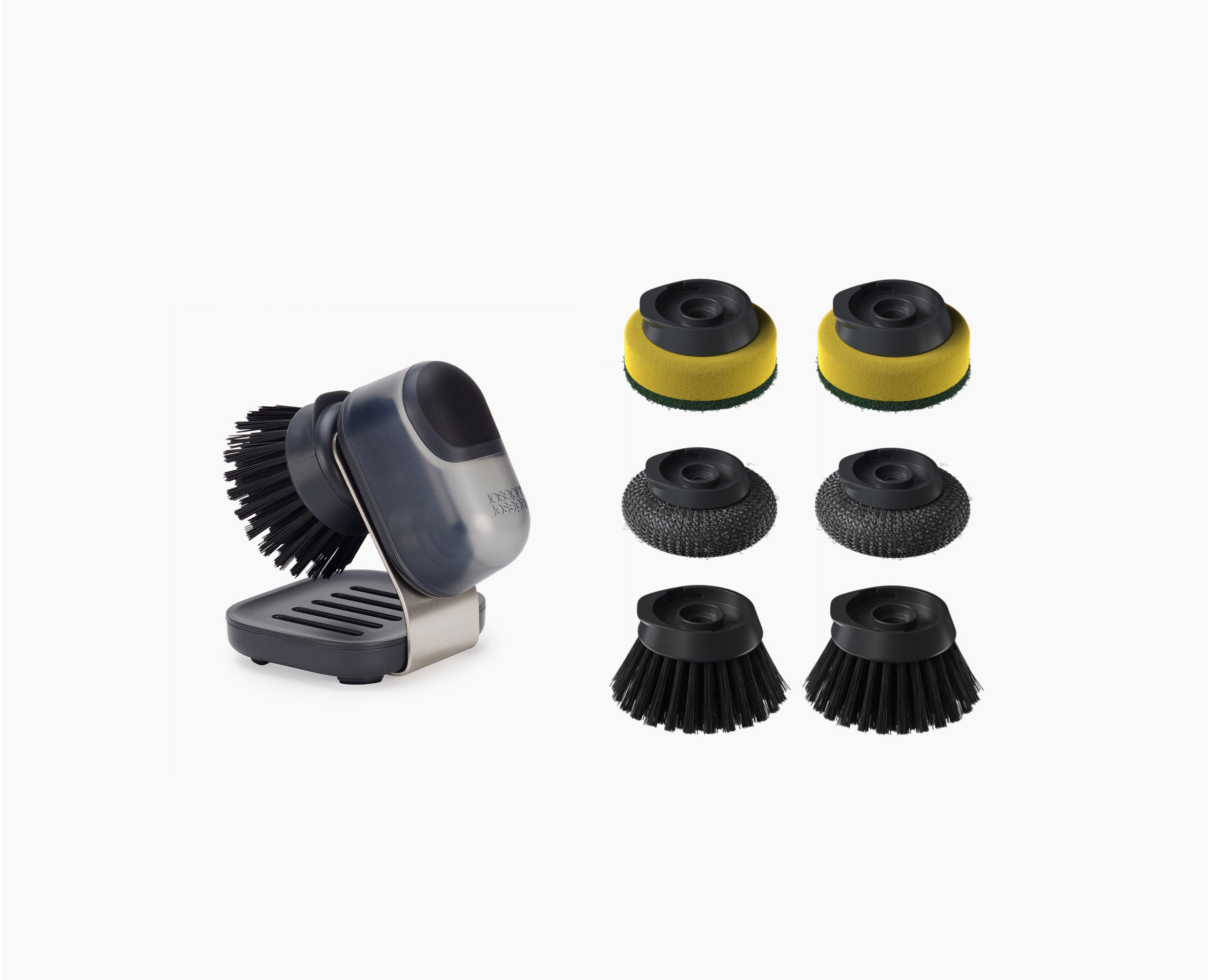 joseph-joseph-sinktech-compact-soap-dispensing-washing-up-brush-set-with-steel-s image 1
