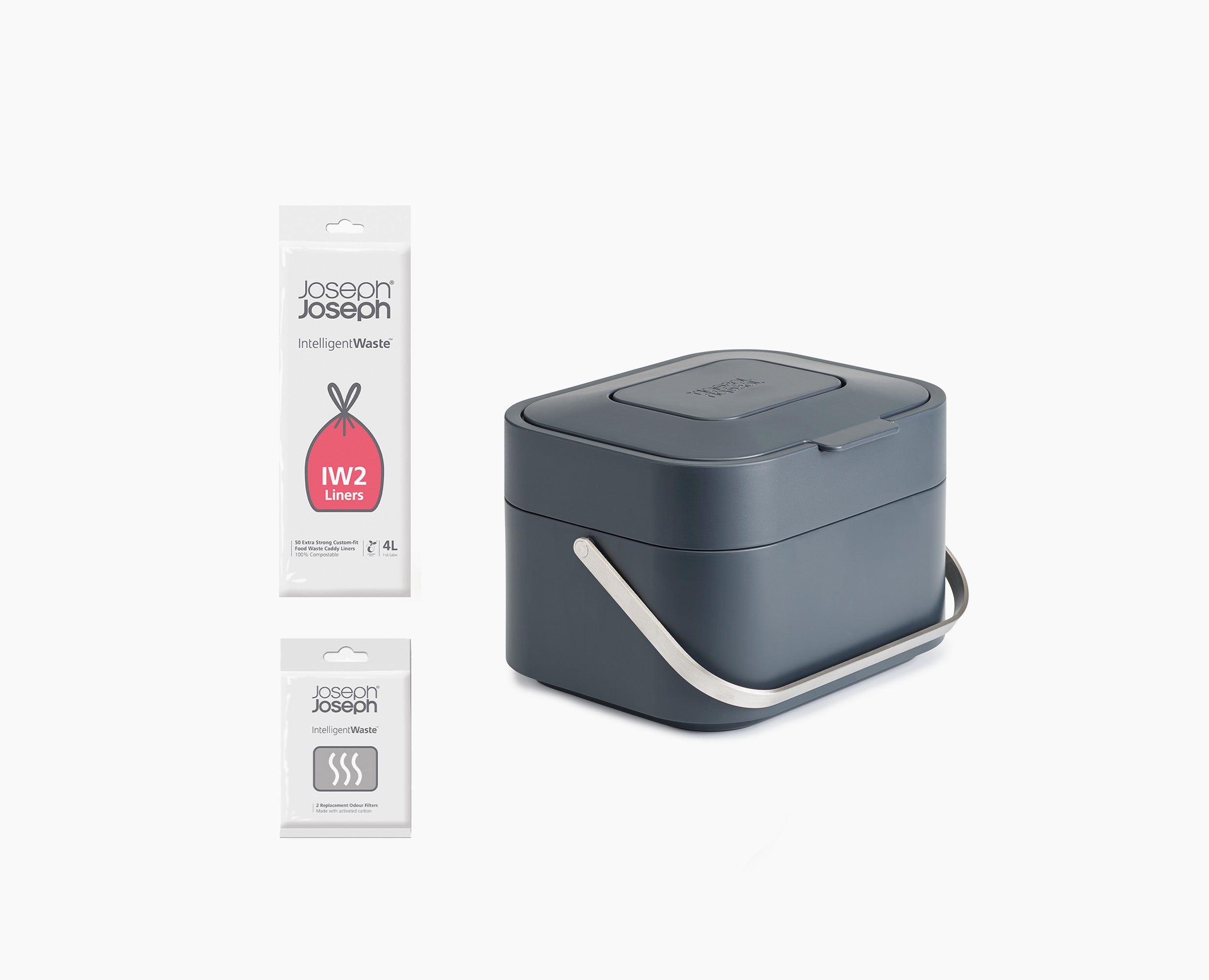 joseph-joseph-stack-4l-grey-food-waste-caddy-starter-set image 3