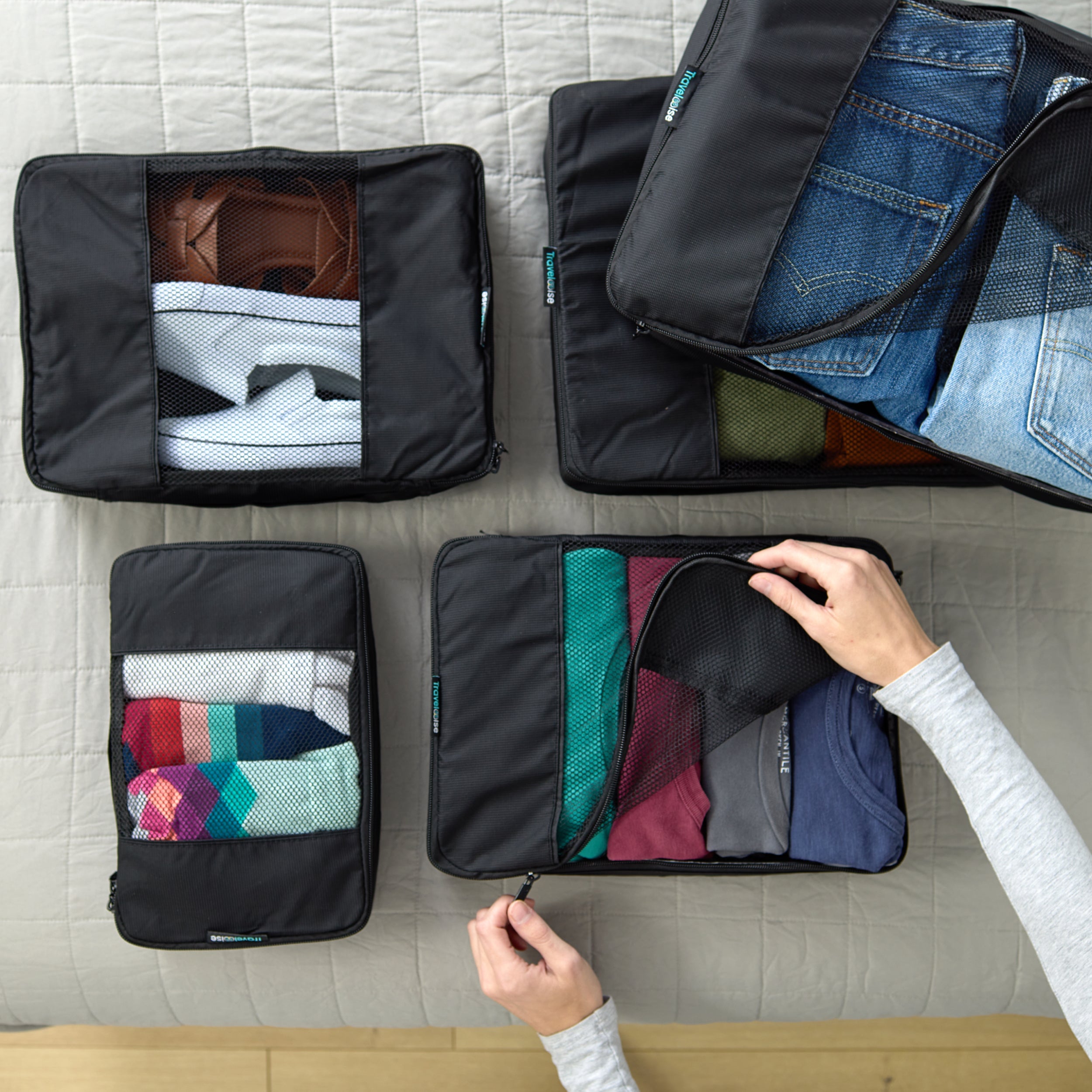 built-travelwise-packing-cubes-5-piece-set-durable-nylon-luggage-organizers image 5
