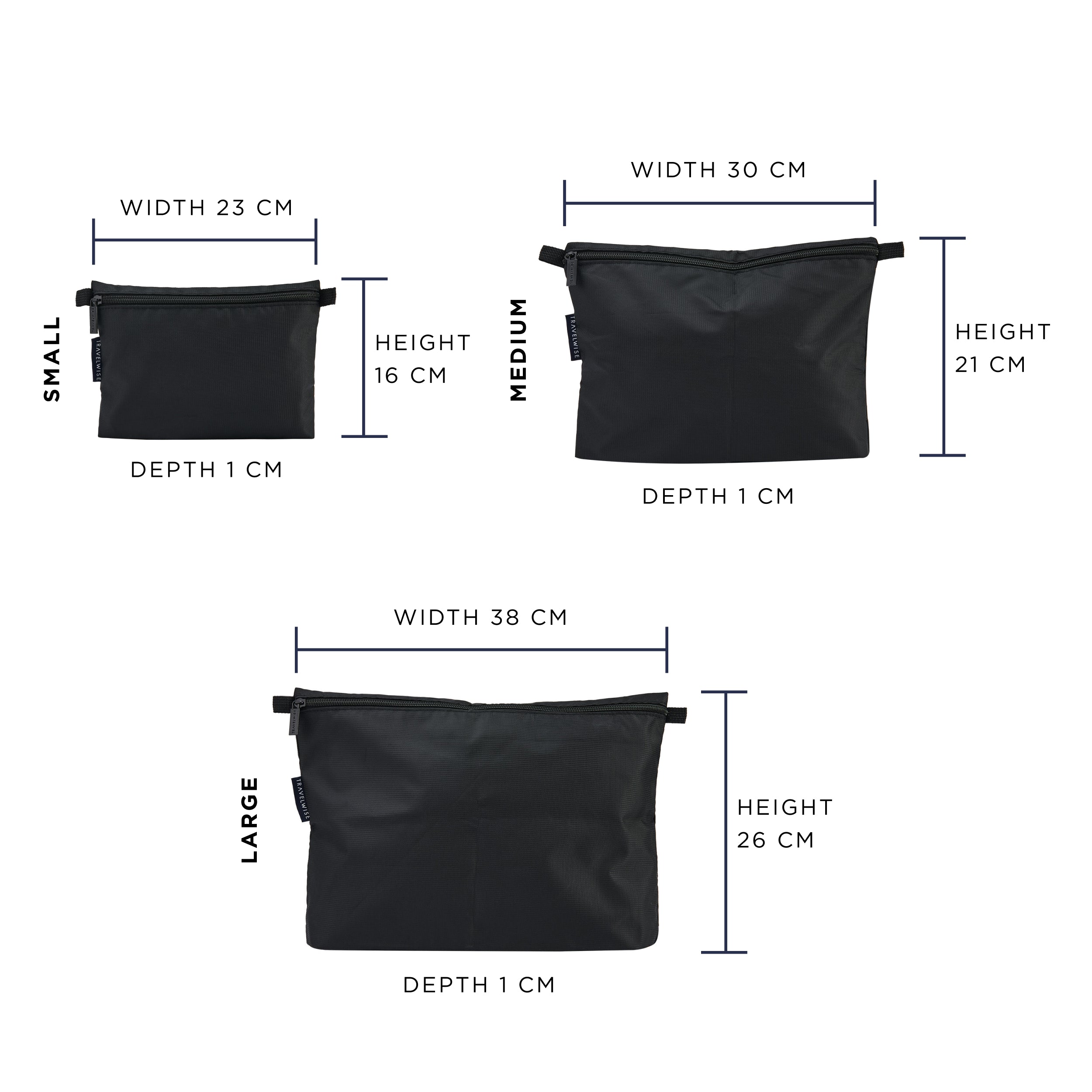 built-travelwise-3-piece-pouch-set-small-medium-large-durable-polyester-travel-o image 7