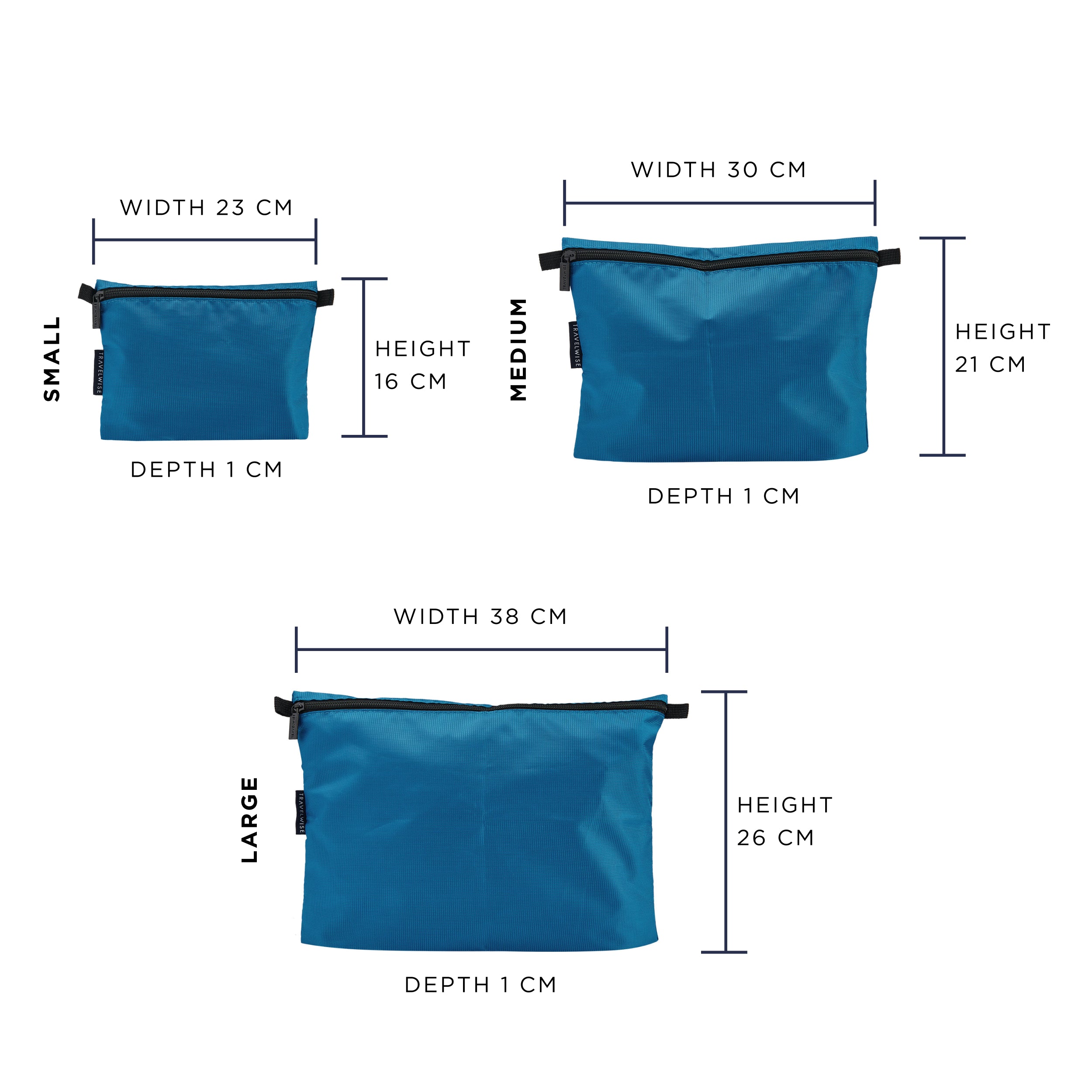 built-travelwise-3-piece-pouch-set-small-medium-large-durable-polyester-travel-o image 3